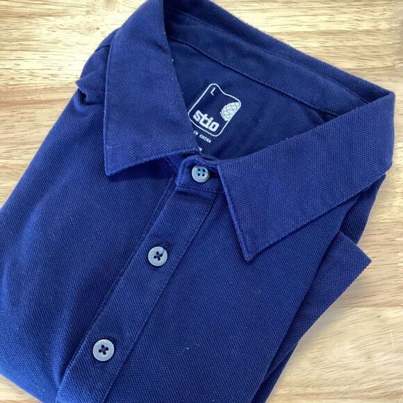 EUC Mens Stio short sleeved golf polo- Navy- Large - Picture 1 of 7